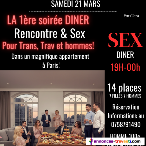 LE RESTO BITCH! La 1ère soirée Dîner & Sex à Paris! Samedi 21 Mars! Paris 19